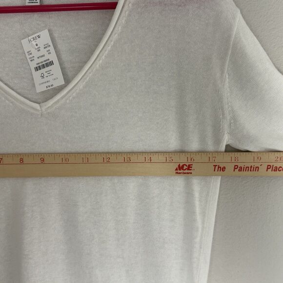 J. Crew Factory Women's NWT V Neck Tunic Sweater Linen Blend White AW729 Sz XS - Picture 6 of 9
